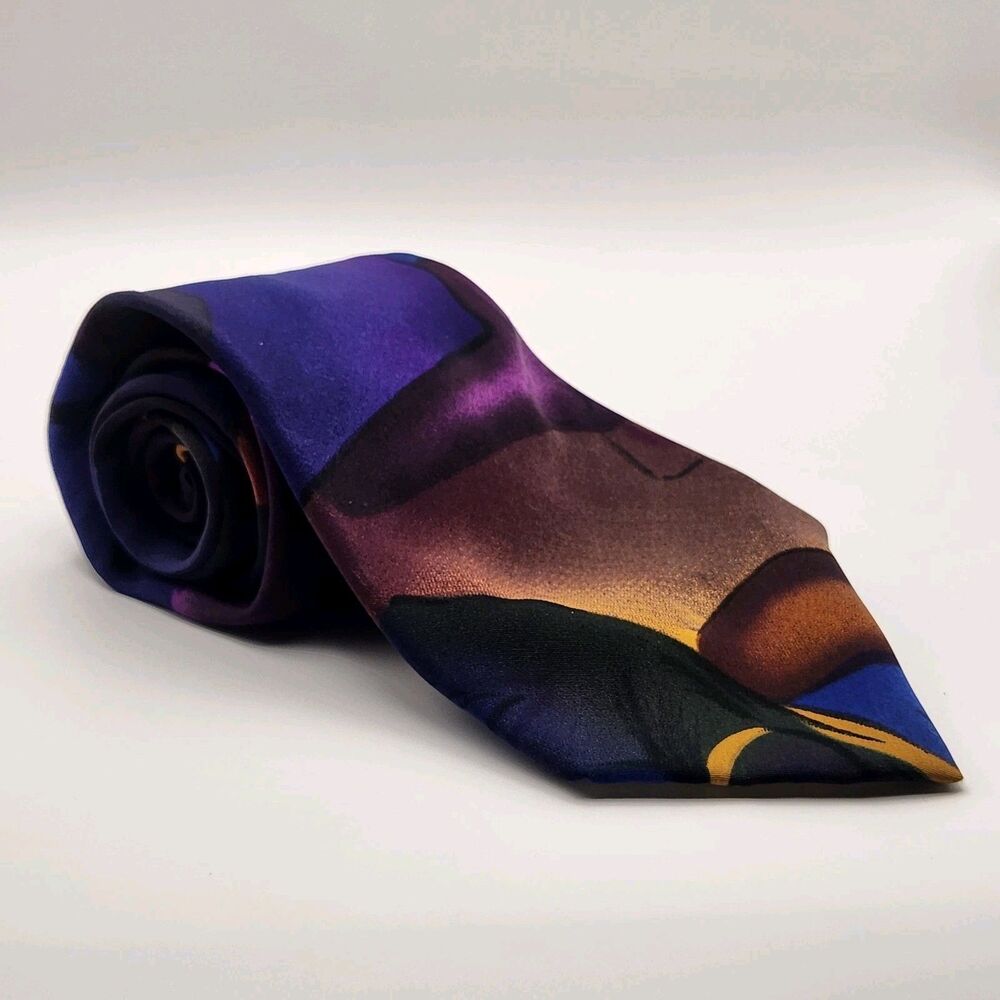 Gianno Men's Blue Multicolor Abstract  Pattern Tie
